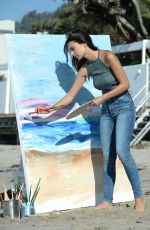 EMILY RATAJKOWSKI on the Set of American Eagle Denim Photoshoot on the Beach in Malibu 08/16/2016