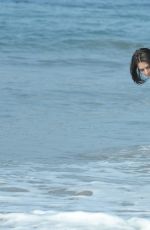 EMILY RATAJKOWSKI on the Set of American Eagle Denim Photoshoot on the Beach in Malibu 08/16/2016