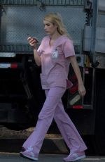 EMMA ROBERTS on the Set of 