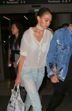 GIGI HADID at LAX Airport in Los Angeles 08/12/2016