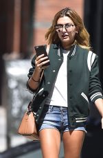 HAILEY BALDWIN in Denim Shorts Oit in New York 08/22/2016