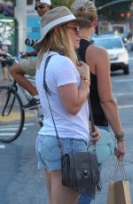 HILARY DUFF in Denim Shorts Out in New York 08/28/2016
