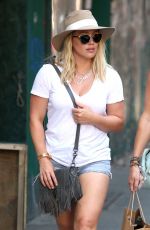 HILARY DUFF in Denim Shorts Out in New York 08/28/2016