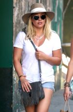 HILARY DUFF in Denim Shorts Out in New York 08/28/2016