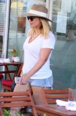 HILARY DUFF in Denim Shorts Out in New York 08/28/2016