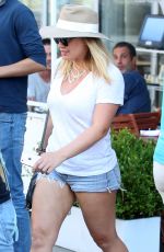 HILARY DUFF in Denim Shorts Out in New York 08/28/2016