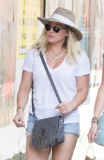 HILARY DUFF in Denim Shorts Out in New York 08/28/2016