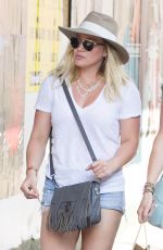 HILARY DUFF in Denim Shorts Out in New York 08/28/2016