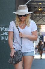 HILARY DUFF in Denim Shorts Out in New York 08/28/2016