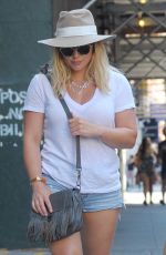 HILARY DUFF in Denim Shorts Out in New York 08/28/2016