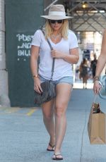 HILARY DUFF in Denim Shorts Out in New York 08/28/2016