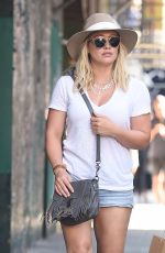 HILARY DUFF in Denim Shorts Out in New York 08/28/2016