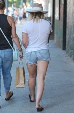 HILARY DUFF in Denim Shorts Out in New York 08/28/2016