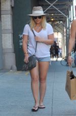 HILARY DUFF in Denim Shorts Out in New York 08/28/2016