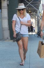 HILARY DUFF in Denim Shorts Out in New York 08/28/2016