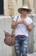 HILARY DUFF in Ripped Jeans Out in New York 08/20/2016