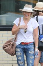 HILARY DUFF in Ripped Jeans Out in New York 08/20/2016