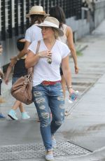 HILARY DUFF in Ripped Jeans Out in New York 08/20/2016