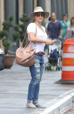 HILARY DUFF in Ripped Jeans Out in New York 08/20/2016