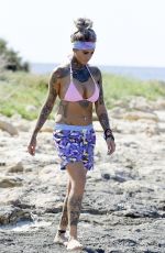 JEMMA LUCY in Bikini Top at a Beach in Ibiza 08/16/2016