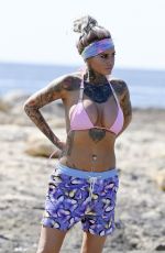 JEMMA LUCY in Bikini Top at a Beach in Ibiza 08/16/2016