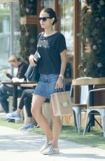 JORDANA BREWSTER in Denim Skirt Leaves Kreation in Brentwood 08/25/2016