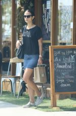 JORDANA BREWSTER in Denim Skirt Leaves Kreation in Brentwood 08/25/2016