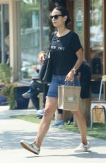 JORDANA BREWSTER in Denim Skirt Leaves Kreation in Brentwood 08/25/2016