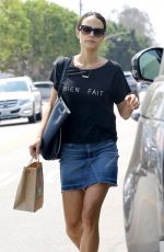 JORDANA BREWSTER in Denim Skirt Leaves Kreation in Brentwood 08/25/2016