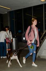 KATE UPTON with Her Dog at LAX Airport in Los Angeles 08/13/2016