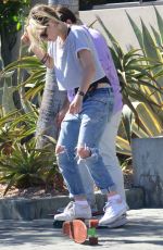 KRISTEN STEWART in Ripped Jeans Out in West Hollywood 08/18/2016