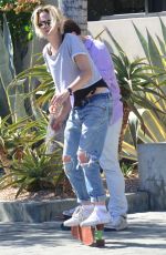 KRISTEN STEWART in Ripped Jeans Out in West Hollywood 08/18/2016