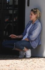 KRISTEN STEWART Smoking Outside Scott Free Production Company in West Hollywood 08/17/2016