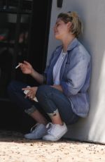 KRISTEN STEWART Smoking Outside Scott Free Production Company in West Hollywood 08/17/2016