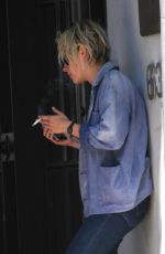 KRISTEN STEWART Smoking Outside Scott Free Production Company in West Hollywood 08/17/2016