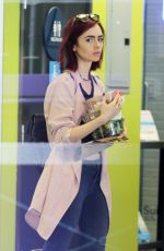 LILY COLLINS at Earthbar in West Hollywood 08/05/2016