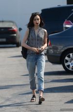 LILY COLLINS in Jeans Out in West Hollywood 08/24/2016