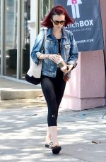 LILY COLLINS Leaves a Gym in West Hollywood 08/18/2016