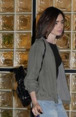 LILY COLLINS Leaves a Hair Salon in West Hollywood 08/19/2016