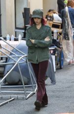 LILY COLLINS on the Set of 