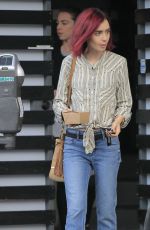 LILY COLLINS Out for Lunch in Los Angeles 08/09/2016