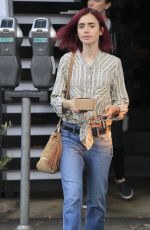 LILY COLLINS Out for Lunch in Los Angeles 08/09/2016