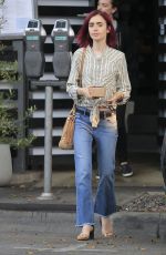 LILY COLLINS Out for Lunch in Los Angeles 08/09/2016