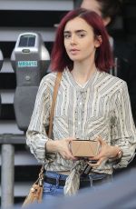 LILY COLLINS Out for Lunch in Los Angeles 08/09/2016