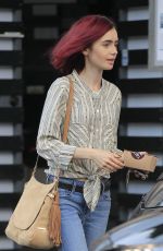 LILY COLLINS Out for Lunch in Los Angeles 08/09/2016