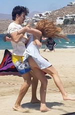 LINDSAY LOHAN and Egor Tarabasov Fighting at a Beach in Mykonos 08/05/2016