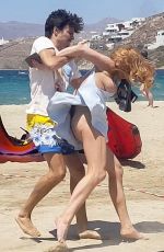 LINDSAY LOHAN and Egor Tarabasov Fighting at a Beach in Mykonos 08/05/2016