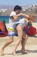LINDSAY LOHAN and Egor Tarabasov Fighting at a Beach in Mykonos 08/05/2016