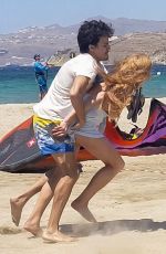 LINDSAY LOHAN and Egor Tarabasov Fighting at a Beach in Mykonos 08/05/2016
