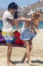 LINDSAY LOHAN and Egor Tarabasov Fighting at a Beach in Mykonos 08/05/2016